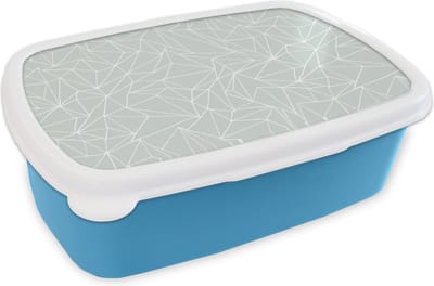 Broodtrommel Blauw - Lunchbox - Brooddoos - Netwerk - Driehoek - Patronen - 18x12x6 cm - Kinderen - Jongen