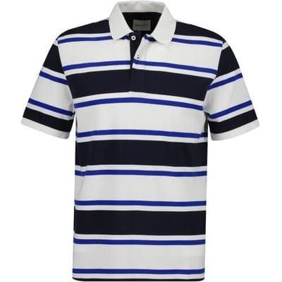 Gant Polo Organic Cotton Multistripe Short Sleeve Avond Blauw / male