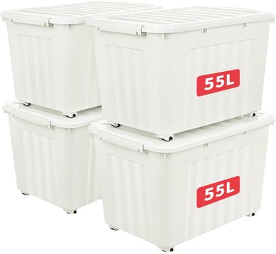 Dailygoods - Plastic opbergdoos - Organiserende container - Wit - Stapelbaar en nestbaar - Draagtas - Geschikt voor thuisopslag