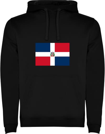 Zwarte Hoodie met Wereldse vlag land Dominicaanse Republiek Full Color Maat M