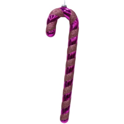 Housevitamin Grote Candy Cane Kerstversiering – Zuurstok Roze/Rood – Extra Grote Kersthanger 42 cm – Kunststof Glitter Ornament – Candy Chic Kerstdecoratie