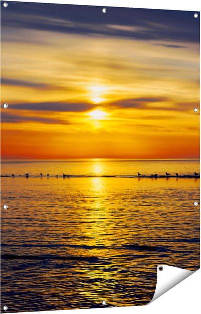 Gards Tuinposter Zonsondergang in de Zee - 90x120 cm - Tuindoek - Tuindecoratie - Wanddecoratie buiten - Tuinschilderij