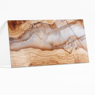 Wallfluent - Natuurlijk Hout Met Hars Veiligheidsglas - 120 x 60 cm - Beige Gehard Glas - Rechthoekig Tafelblad Glas - Glazen Plaat - Gehard Glazen Tafelblad Voor de Eettafel in de Eetkamer