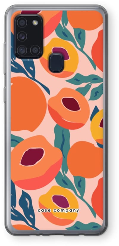 Case Company® - Hoesje geschikt voor Samsung Galaxy A21s hoesje - Perzik - Soft Cover Telefoonhoesje - Bescherming aan alle Kanten en Schermrand
