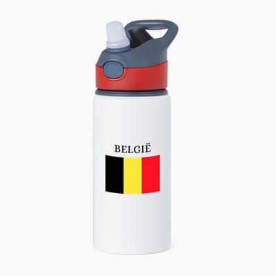Hacebo® - Belgie waterfles met rietje rood - Brussel - Belgen - embleem Belgische vlag - toeristen - water fles - 650ML