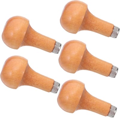 Graveerhandvatten Hout - Vijlaccessoires - Houtbewerking Graveren - Ergonomisch Paddenstoelontwerp - 5 Stuks - Multicolor
