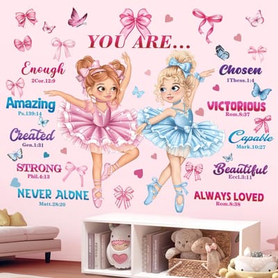 Dailygoods- Muursticker Regenboog - Ballerina - Inspirerende Tekst - Wanddecoratie Kinderkamer - Muurdecoratie Babykamer - Geschikt voor Glad oppervlak