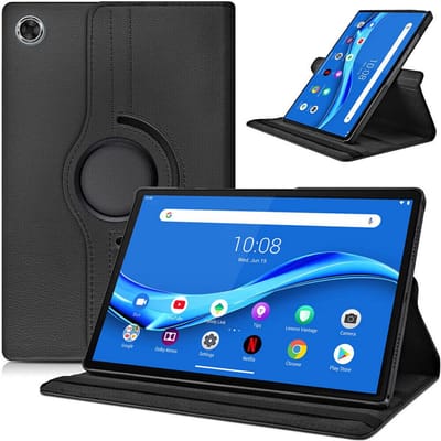 Geschikt voor Lenovo M10 Plus 10.3 TB - X608 hoes Draaibare Book Multi stand Case Cover Zwart