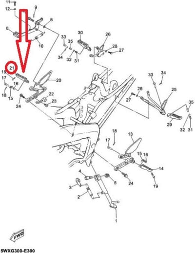 Cale pied pilote droit pour moto MBK 50 X-Power 2003 à 2012 5WXF74611000 Neuf
