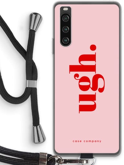 Case Company® - Hoesje met koord geschikt voor Sony Xperia 10 IV hoesje met Koord - Ugh - Telefoonhoesje met Zwart Koord - Bescherming aan alle Kanten en Over de Schermrand