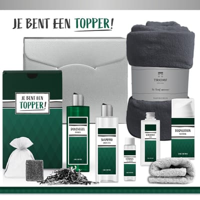 Geschenkset "Je bent een topper!" - 8 Producten - 1325 Gram | Giftset voor hem - Luxe cadeaubox man - Wellness Pakket Fleecedeken - Cadeau Man - Vriend - Collega - Zorg Medewerker - Vrijwilliger - Coach Trainer - Vaderdag - Kerstpakket Kerst - Groen