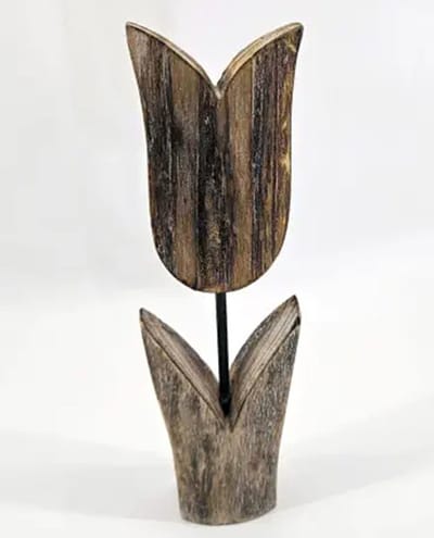 tulp op voet 28x9cm naturel wit