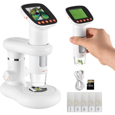 Microscope numérique de bureau pour enfants, avec écran LCD de 2 pouces, 50x-1000x blanc
