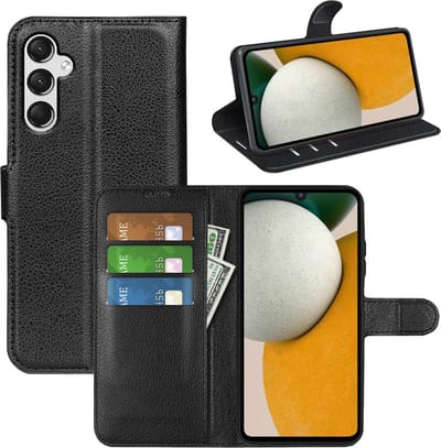 MobyDefend Hoesje - Geschikt voor Samsung Galaxy A15 - Kunstleren Wallet Book Case (Sluiting Voorkant) - Zwart