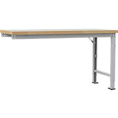 Manuflex aanbouw-werkbank Profi speciaal, tafelblad kunststof, 1750 x 700 mm, aluminium zilver