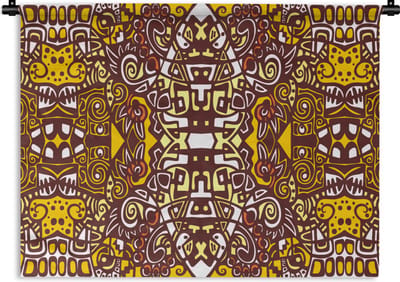 Wandkleed - Wanddoek - Patroon - Azteken - Mexico - 60x45 cm - Wandtapijt