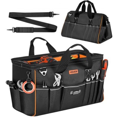 VEVOR Gereedschapstas 51x25x28cm, Opbergtas met 14 Binnen- en 19 Buitenvakken, Waterdichte Polyester Gereedschapsorganizer met Schouderriem en Ritssluiting, Gereedschapstas voor Vakmensen