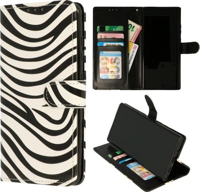 HB Hoesje Geschikt voor Samsung Galaxy S21 FE - Portemonnee Book Case met Print - Hoes met Pasjeshouder, Magneetlipje en Standaardfunctie - Zebra