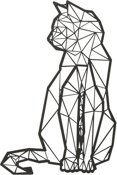 J-Line wanddecoratie Kat - metaal - zwart
