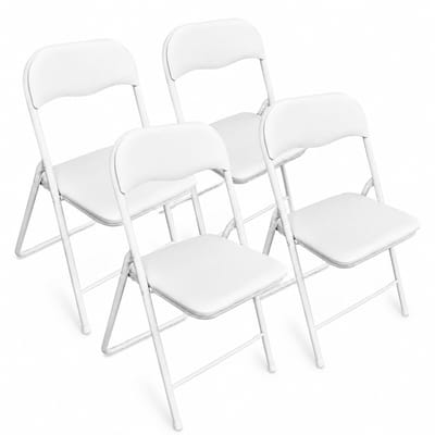ADSafety Set van 4 Klapstoelen - Vouwstoelen - PVC - Eettafelstoelen - Opklapbare Stoelen - 46 x 50 x 81 CM - Stoelen - Wit