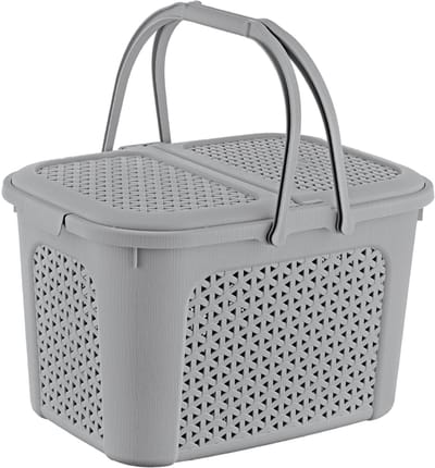 keeeper Picknick-Korb inka, 28 Liter, nordic-grey Einkaufskorb mit Deckel, in Rattanoptik, 2 Griffe, - 1 Stück (1065913000000)