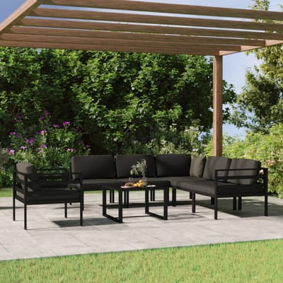 vidaXL - 7-delige - Loungeset - met - kussens - aluminium - antracietkleurig