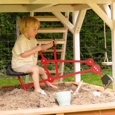 AXI Justin Graafmachine voor Zandbak – Rood/zwart – 360° Draaibare Speelgraafmachine – Stalen Graafmachine voor Kinderen – Zandbak Speelgoed – Vanaf 3 Jaar