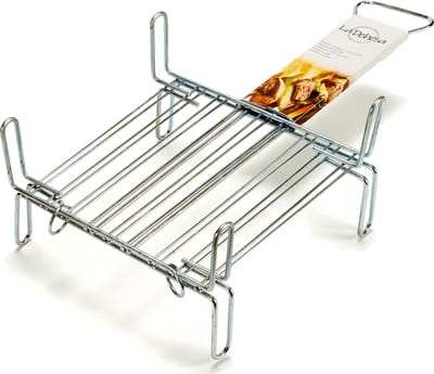 La Dehesa BBQ/barbecue braadrooster - grill verhoger - metaal - 26 x 26 x 8 cm - vlees/vis/groente