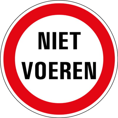 Niet voeren sticker 100 mm