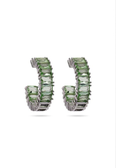 AVANT-GARDE PARIS Oorbellen - Dainty Hoops - Geometrisch - Lichtgroen - Rhodium Plated - Elegante Sprankeling