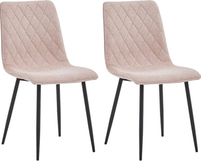 Colenis® - Elise Eetkamerstoel - Set Van 2 - Roze - Linnen Stof- Industrieel