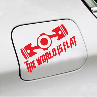 Bumpersticker - The World Is Flat - 14 X 19 - Rood