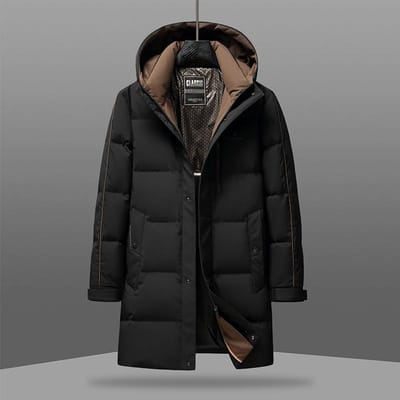 Heren Winter Nieuwe Verdikte Witte Middellange en Lange Outdoor Capuchon Donsjas Herenkleding 4XL gray