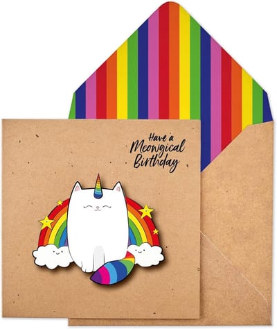 Handgemaakte Schattige Kattenkaart voor Kattenliefhebbers – Creatieve Verjaardagskaart met Dierenthema