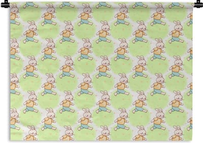 Wandkleed - Wanddoek - Konijn - Patronen - Kinderen - Cartoon - 120x90 cm - Wandtapijt