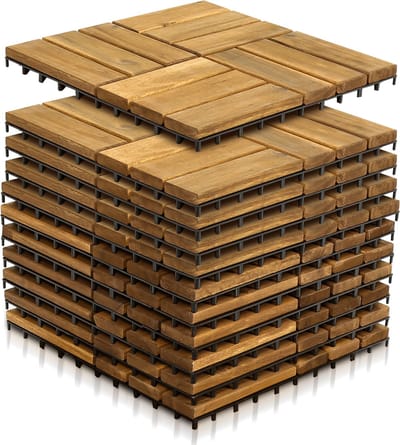 Terrastegels 9㎡ - 30x30 cm - 99 stuks Vlondertegels - 12 stuks per Terrastegels - Acacia Houten - Balkon, Terras of Vlonder - Tuintegels, Terrasplanken - Kliktegels, Buiten tegels - Snelle Montage - Acaciahout - Bruin - Houttegel Houttegel
