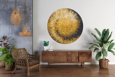 Rond Schilderij - Muurcirkel op Dibond - Zonnestraal Mozaïek - Abstract - 40 cm
