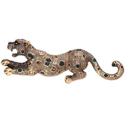 Retro Kristallen Cheetah Broches Dierlijke Strass Steentjes Reversspeld Herenpak Hemd Kraagspelden Badge Luxe Sieraden Accessoires gray