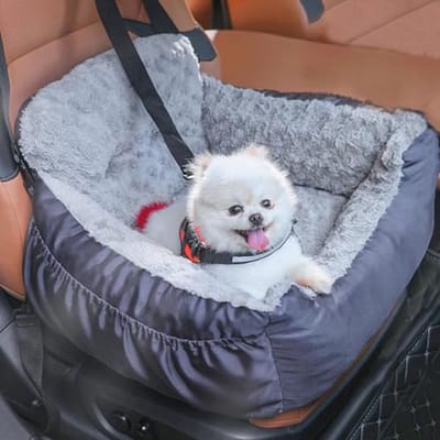Hondenautostoeltje voor kleine honden - Wasbaar en Comfortabel met Veiligheidslijn