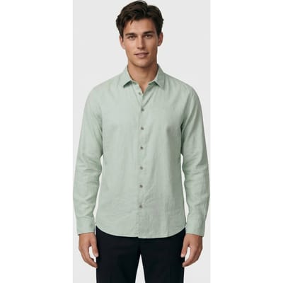 No Excess Shirt Solid With Linen Mint Größe: M | Casual hemden Outlet | Herren | Cyan