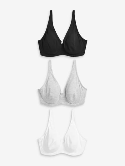 Next - Dames - DD+ ultiem comfort beha's van katoenmix verpakking van 3 - Zwart