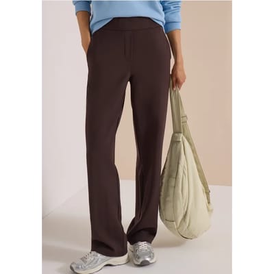Broek met High Waist en Straight Leg pijpen in een Loose Fit pasvorm