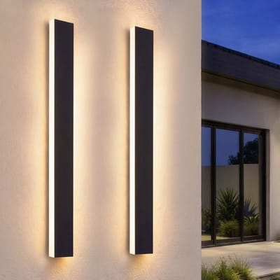 Ledvion - 2x Villa LED Buiten Wandlamp - 100 cm - IP65 Waterdicht - 14W - 2700K Extra Warm Wit - Zwart