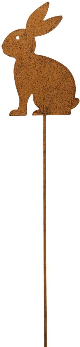 Tuinsteker, roestig konijn, tuindecoratie, paasdecoratie, 11 cm x 15 c