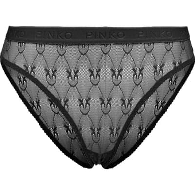 PINKO Senza Parole 3 Slip Pizzo Indemagliato Jacquard C/logo Black Size: S | Underwear Outlet | Dames | Grijs