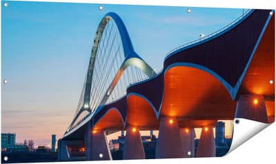 Gards Tuinposter Oversteek Brug in Nijmegen - 140x70 cm - Tuindoek - Tuindecoratie - Wanddecoratie buiten - Tuinschilderij