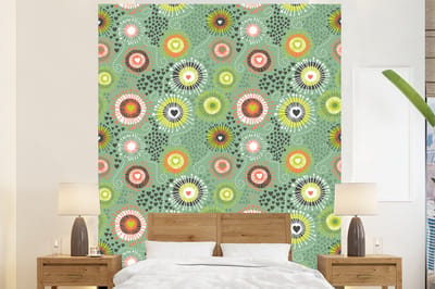 Behang - Fotobehang Bloem - Design - Hartjes - Breedte 225 cm x hoogte 280 cm