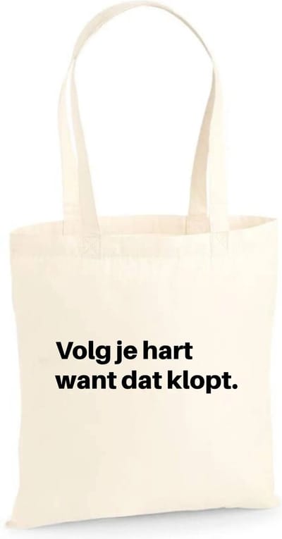 Linnen tas Volg je hart want dat klopt One Size