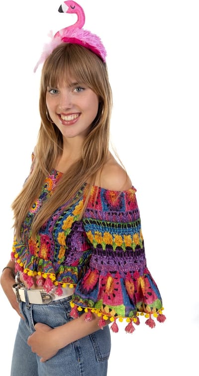 KIMU® Haarband Flamingo Diadeem Roze - Vogel Dons Veertjes Zacht - Haar Band Snavel Tropisch Zomer Cocktail Meisjes Dames Festival