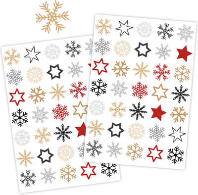 Stickers Kerst - 3 Stickervellen Kerststerren - 105 Stuks - Kerstkaarten maken